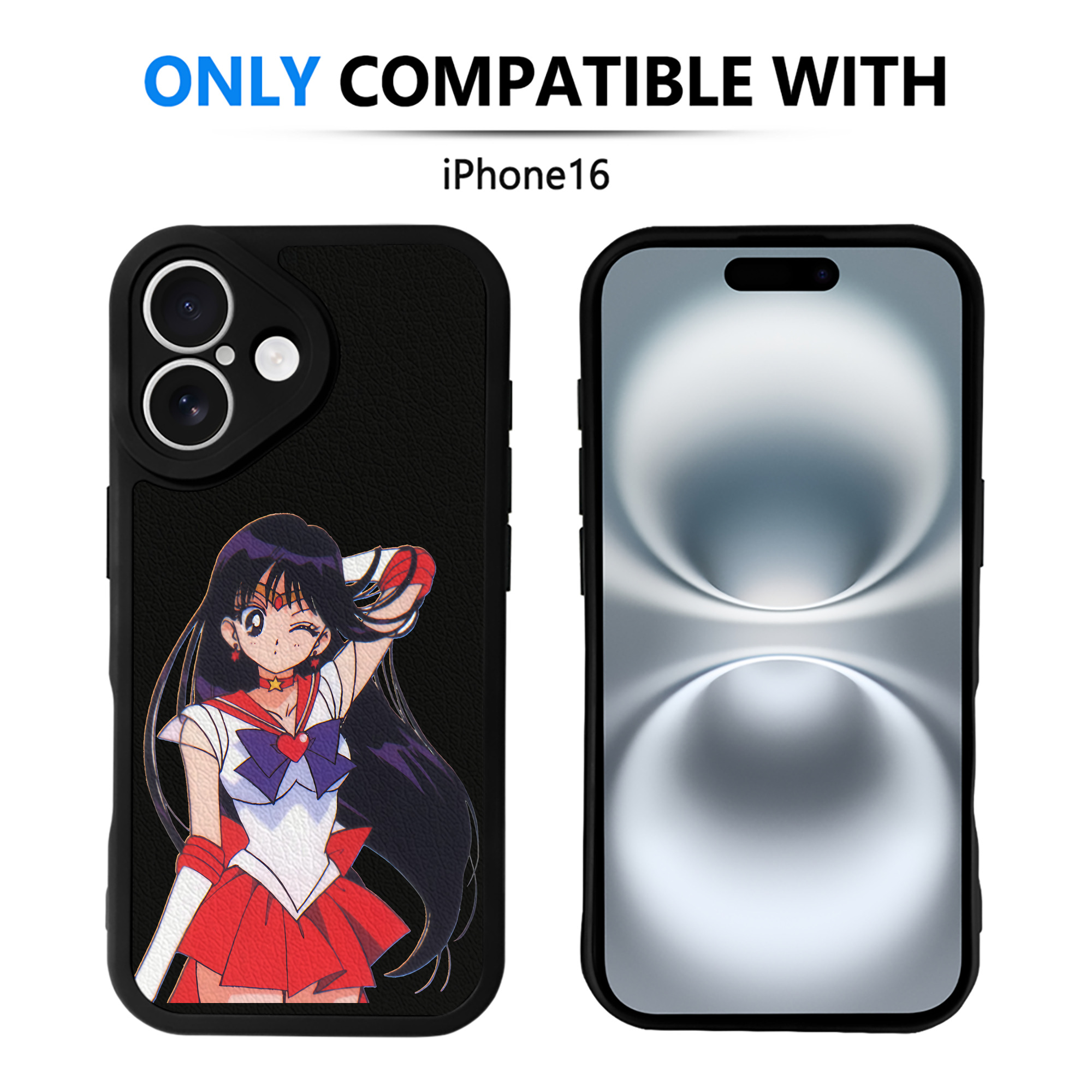 （画像用） 美少女戦士セーラームーン 火野レイ ひの レイ Sailor Moon Hino Rei （セーラーマーズ,Sailor Mars） 【iPhone 16シリーズ対応】シリコンスマホケース（レザー調） 材質：シリコン